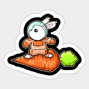 Cute Astrnaut Bunny Surfing On A Carrot On Easter Sticker